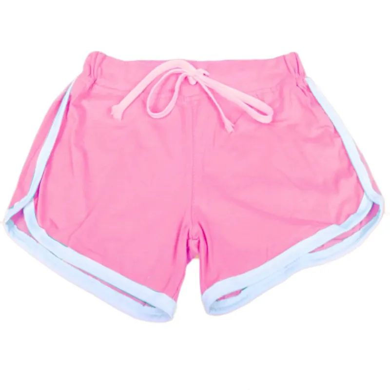 Женские спортивные Йо-га-шорты, свободные, хлопковые, с разрезом по бокам, эластичные, на талии, с завязками, для бега, короткие штаны, NewN - Цвет: Розовый