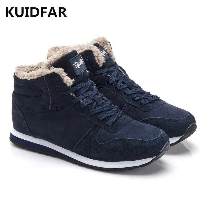 

Plus Size Winter Men Sneakers Leather Shoes Winter Warm Plush Men Casual Shoes Outdoor Unisex Shoes For Men Blue Black Fashion