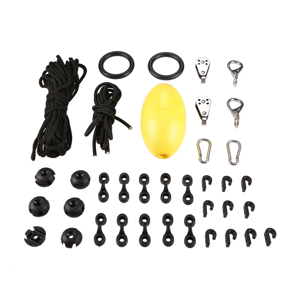 Kayak Canoe Anchor Trolley Kit Kayak Accessories with Float Bungee Cord Pulleys Pad Eyes Rope