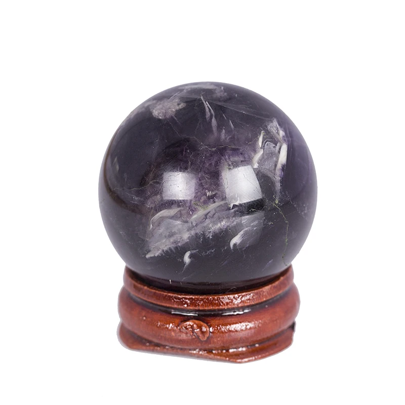 35 мм флюорита сферы инкрустированный натуральным камнем ремесла с деревянной подставкой Серый Кристалл Исцеление чакры рейки мяч с