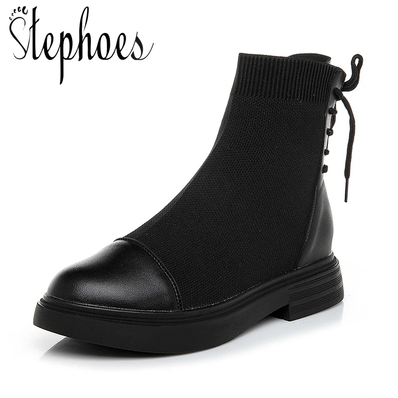 

Stephoes Women Fashion Elastic Ankle Boots Winter Warm Short Plush Sock Boots Woman Female Stretch Retro Short Boots Botas Mujer