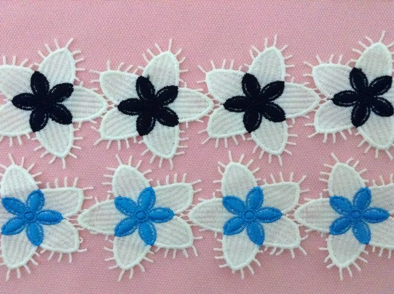 

Top quality 65mm wide dyed yarn flower motif embroidery lace trim,XERY-DC1101C