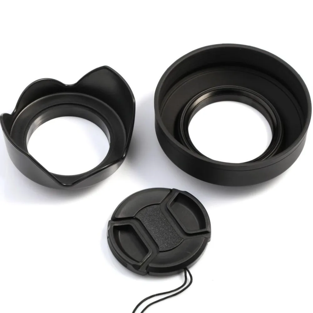 52mm Camera Accessory Kit Petal Lens Hood+Rubber Collapsible Lens Hood