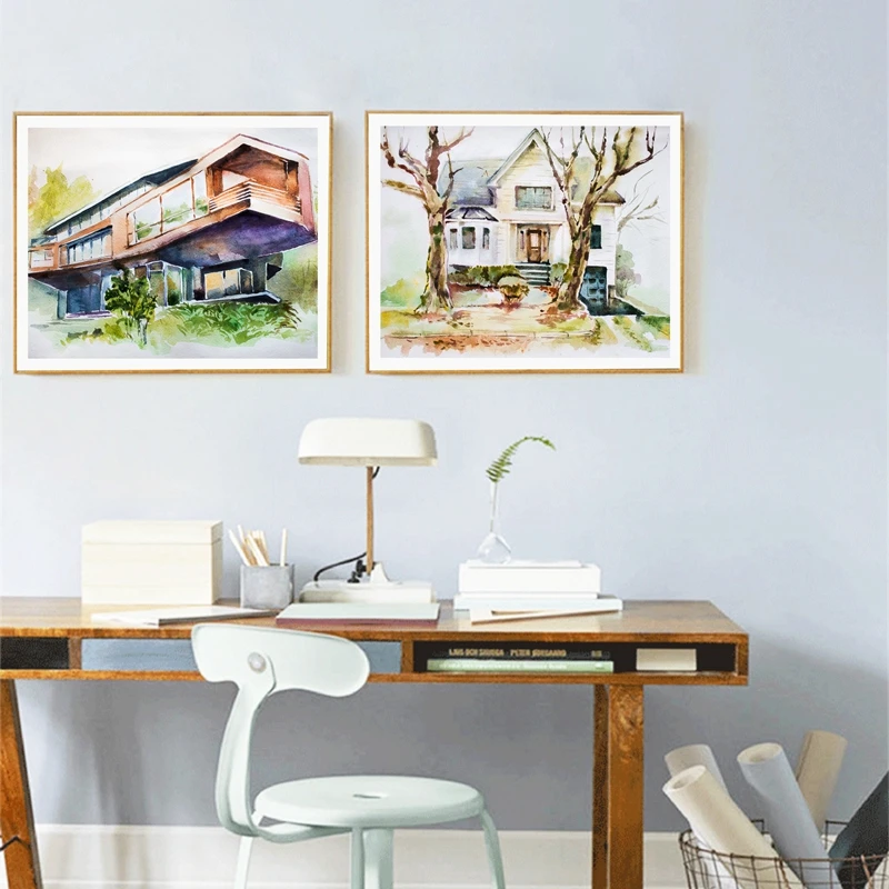 Wall Art Print Wall Art Twilight's Cullen Family Residence and Bella Swan House Watercolor Print, The Twilight Saga Poster Painting Fan Gift