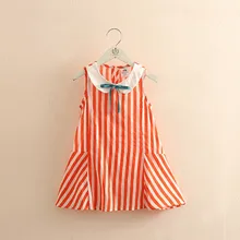 Летние платья с рукавами для девочек; милые детские праздничные платья в полоску; платье принцессы для девочек; топы; qz-5138