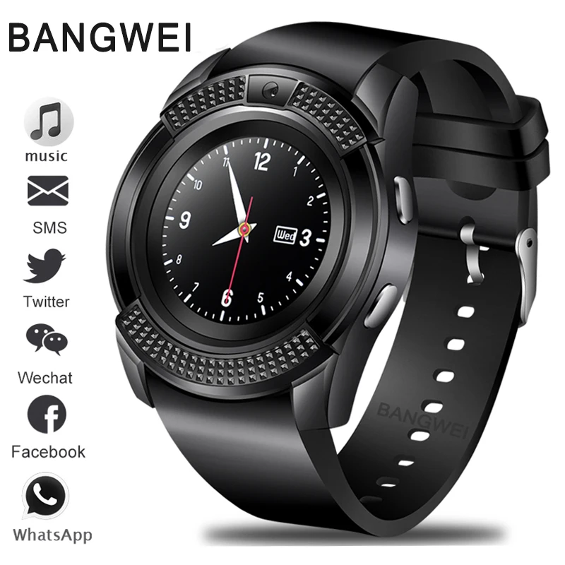 

BANGWEI New Smart Digital Watch Information Vibration Reminder Sport Pedometer Clock LED Color Screen Bluetooth Smart Watch Men