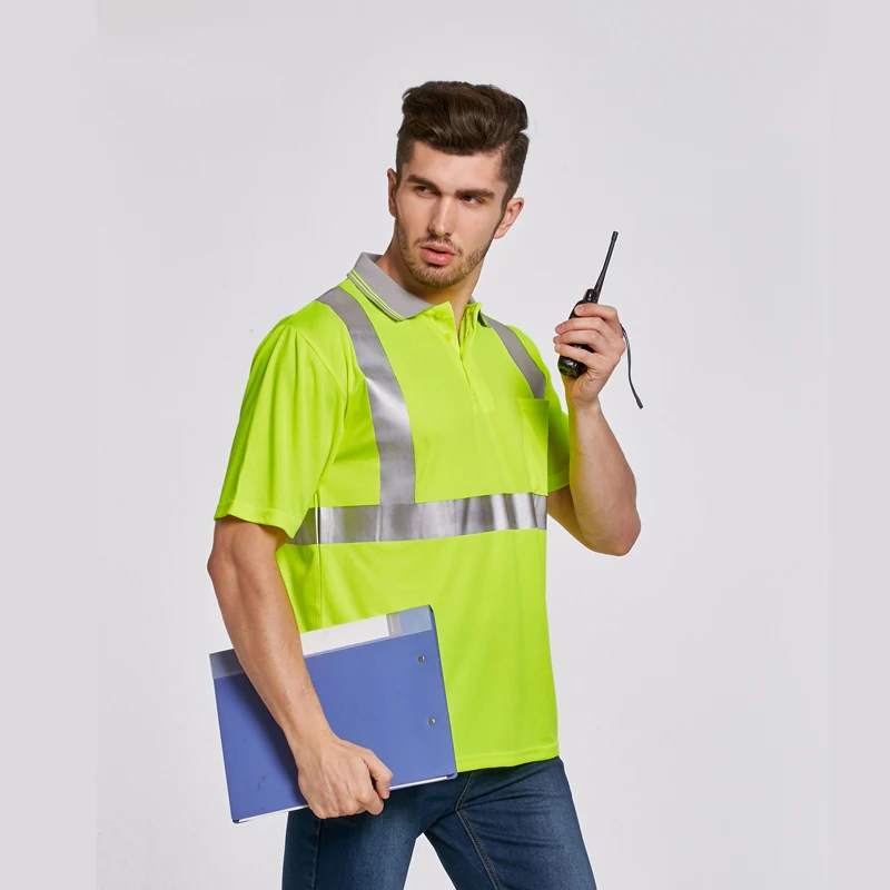 Reflective security workwear work clothes t shirt tshirt men high quality breathable fabric with short sleeves for construction Reflective security workwear work clothes t shirt tshirt men high quality breathable fabric with short sleeves for construction
