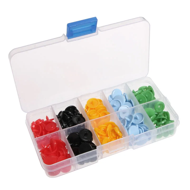 

50PCS Snaps Fasteners Press Studs Dummy Clips 12MM Mixed Colour Resin Plastic-m15