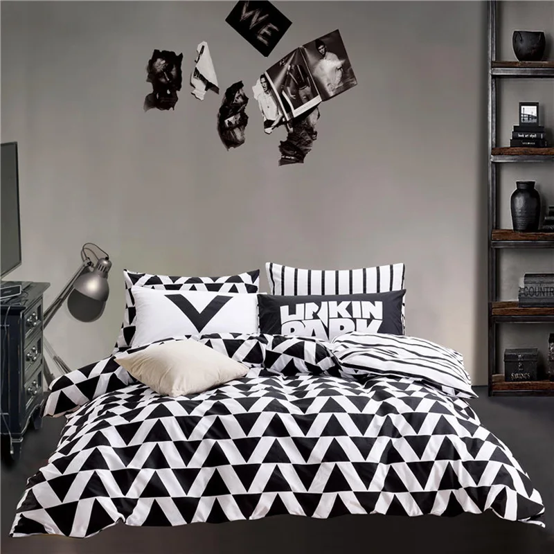 

Free Shipping Modern Style 100% Cotton Duvet Cover Set Bed Sheet Pillowcase King Size Super Soft Bedding Sets HM004