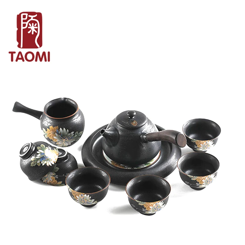 TAOMI 2016 new arrival japanese handpainted black crockery ceramic