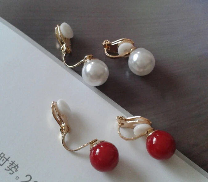 

Simulated pearl non-pierced ear clip Earrings,no pierced ear clip for bride party two colors brincos boucle d'oreille