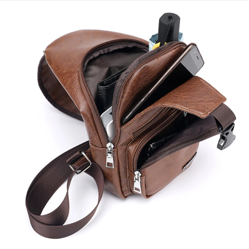Laamei Crossbody Bags Men Zipper Solid Waist Bag Pu Leather Shoulder Bags Chest Bag USB With Hole Back Handbag Packs Purse Laamei Crossbody Bags Men Zipper Solid Waist Bag Pu Leather Shoulder Bags Chest Bag USB With Hole Back Handbag Packs Purse
