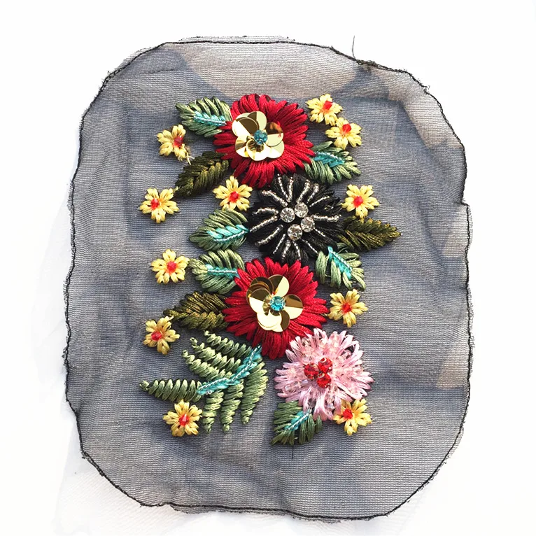 New product! Embroidery accessories hand made mesh bead lace patches