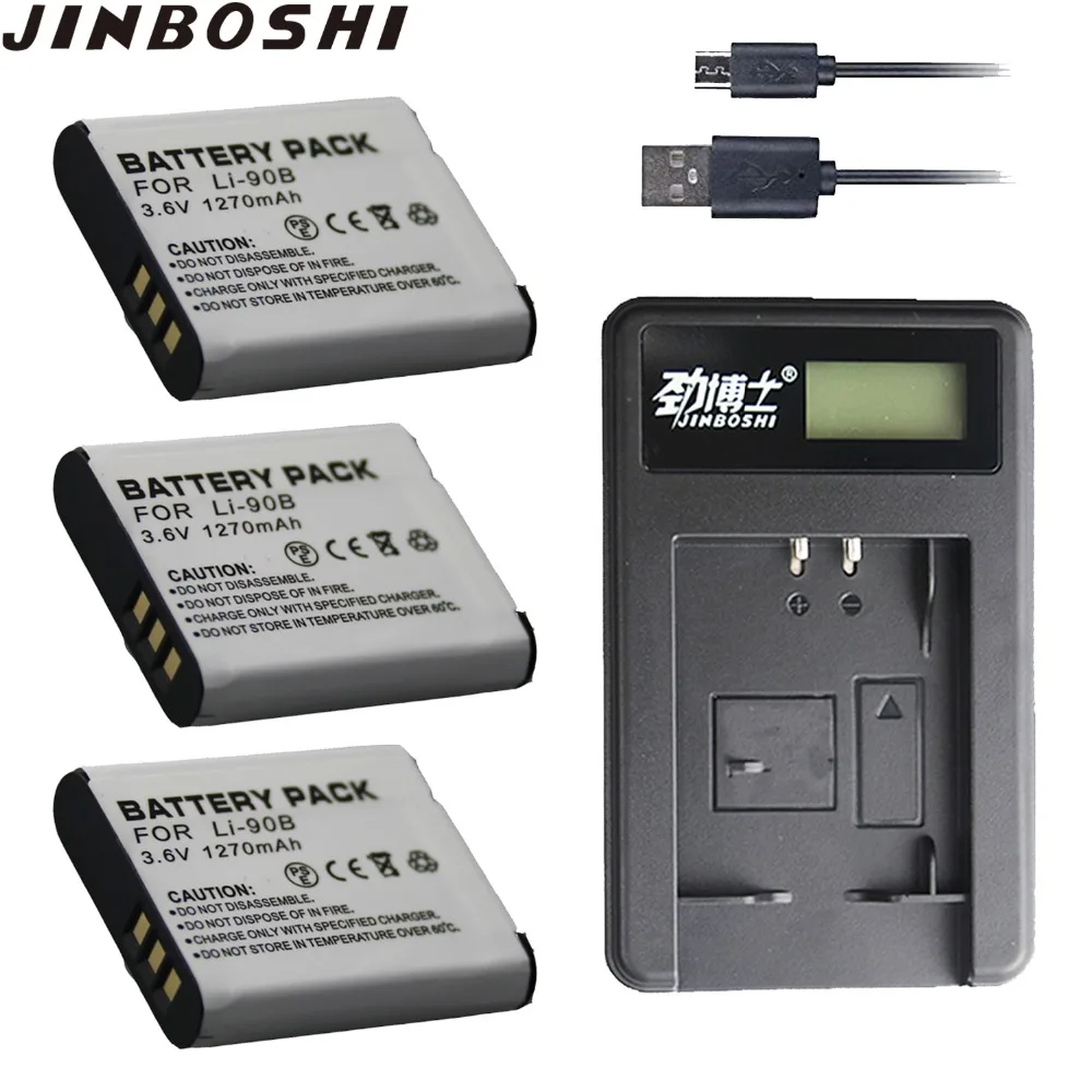 

3PCS LI-90B LI90B LI-92B LI 90B Battery + LCD USB Single Charger for Olympus TG-1 iHS TG-2 TG-3 TG-4 TG5 SH50 iHS SH60 XZII