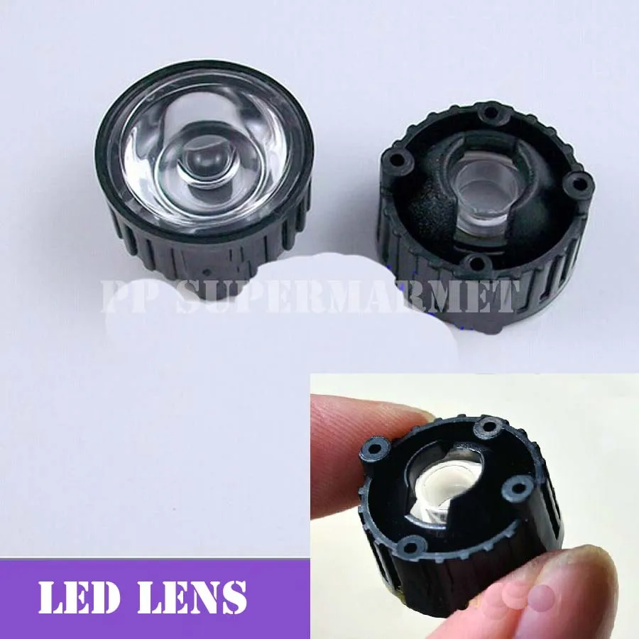 

10pcs 60degree led Lens for 1W 3W 5w High Power LED with screw 20mm black holder