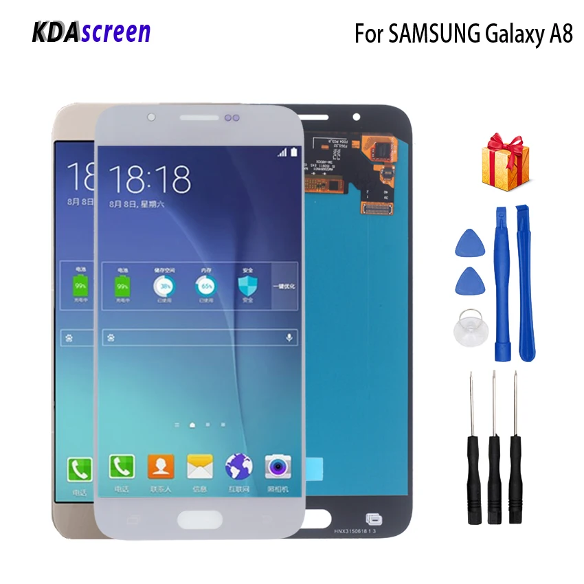 

AMOLED For SAMSUNG Galaxy A8 LCD Display Touch Screen Digitizer A8000 A800 A800F Replacement Display Phone Parts LCD Free Tools
