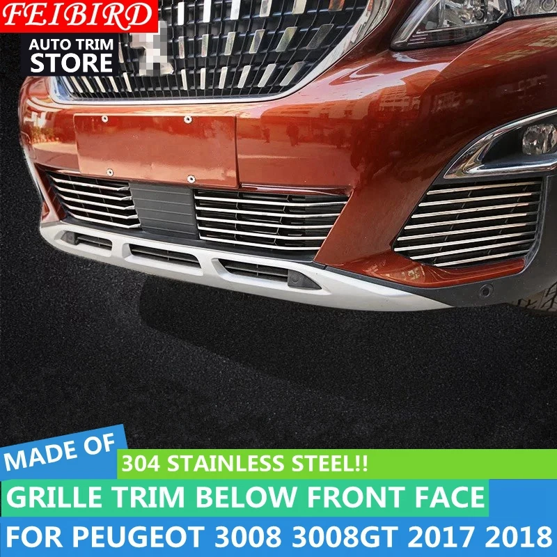 

Front Fog Light Front Head Face Under Below Grille Grill Molding Cover Kit Trim Accessories For Peugeot 3008 3008GT 2017 2018