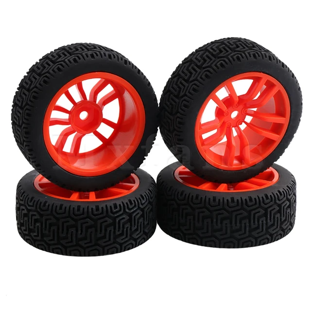 Best Offers Mxfans RC 1:10 On Road Car Drift Car Red V Shape Star Hub Wheel Rim 12mm Hex & Black Double L Shape Tires With Foam Inserts 4pcs