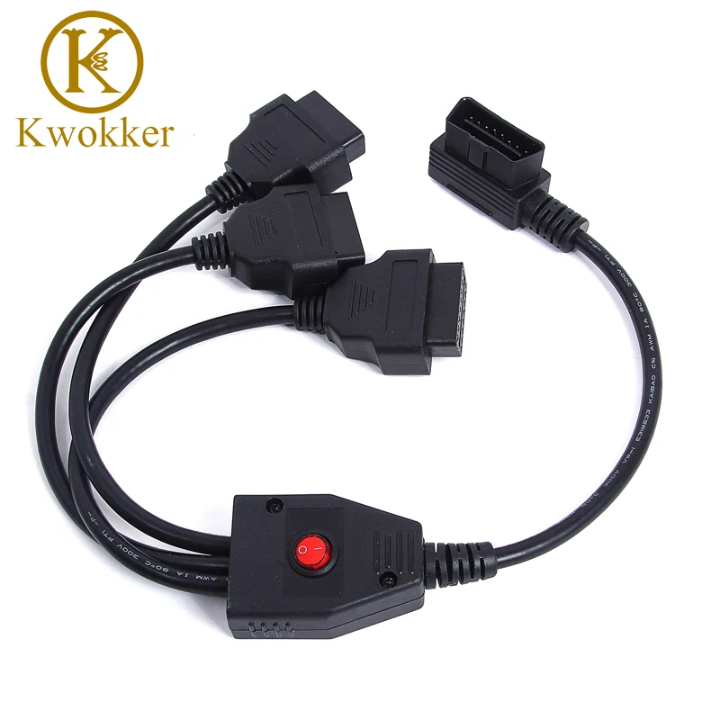 

OBD 2 Splitter Extension 1 to 3 with Switch Y Cable Male Three Port To Female ELM327 Auto Diagnostic Scanner Tool for Any Car