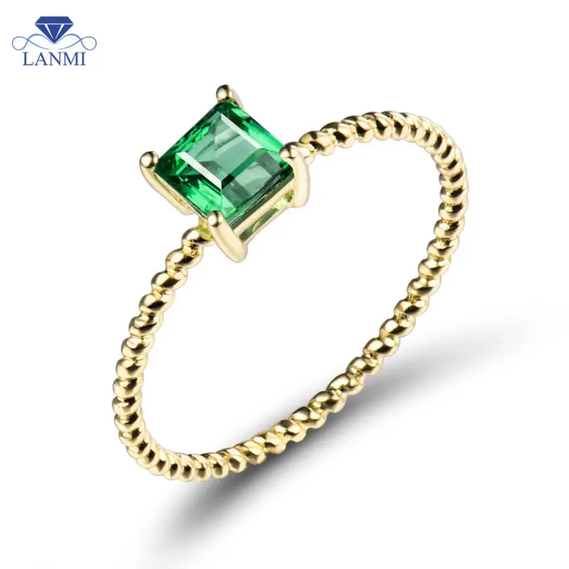 Твердые 18 К кольцо из желтого золота натуральный колумбийский изумруд кольцо принцессы 4,5 мм обручальное кольцо на продажу SR00260
