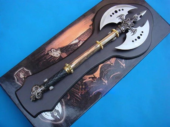 S1203 средневековые двухсторонние лезвия осевые палки TOMAHAWK с настенной доской 26