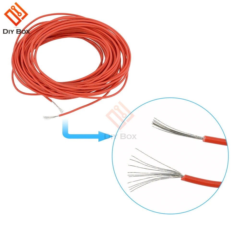 Красный силиконовый резиновый провод 10 м гибкий мягкий кабель 24AWG для