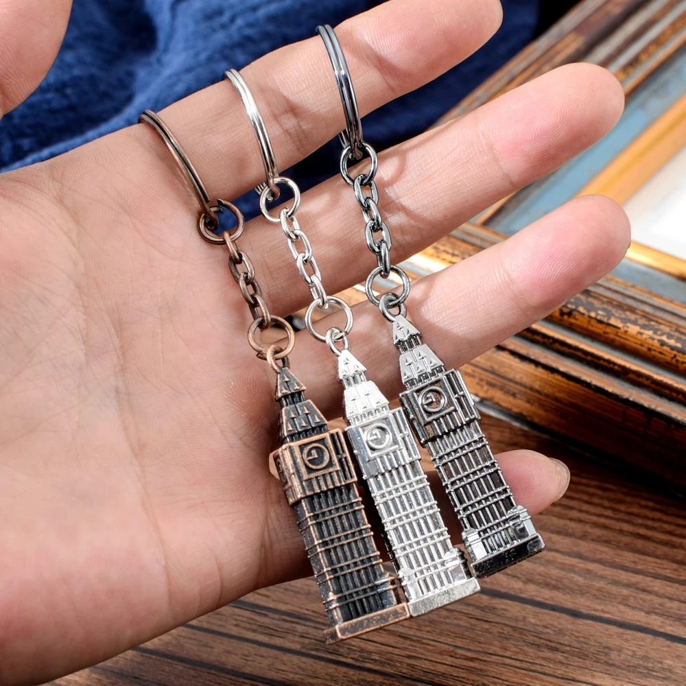 

London Clock Model Small Keychain Souvenir Gift 3D Metal London UK British Souvenir MINI Big Ben Key Chain For Festival