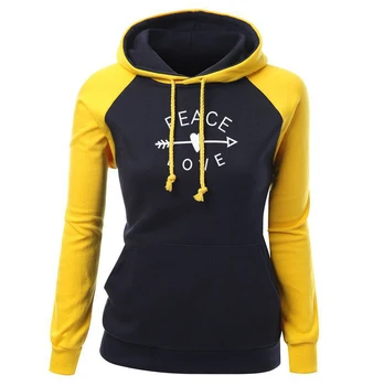 

Hot Sale Female Sweatshirt 2019 New Fashion Hoodies For Woemn Print Letter PEACE LOVE Casual Streetwear Pullover Hip Hop Tops