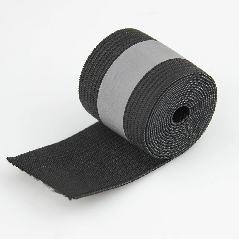 Black Reflective Elastic Tape Band Cord Belt Fabric Wide 40mmx15mm x