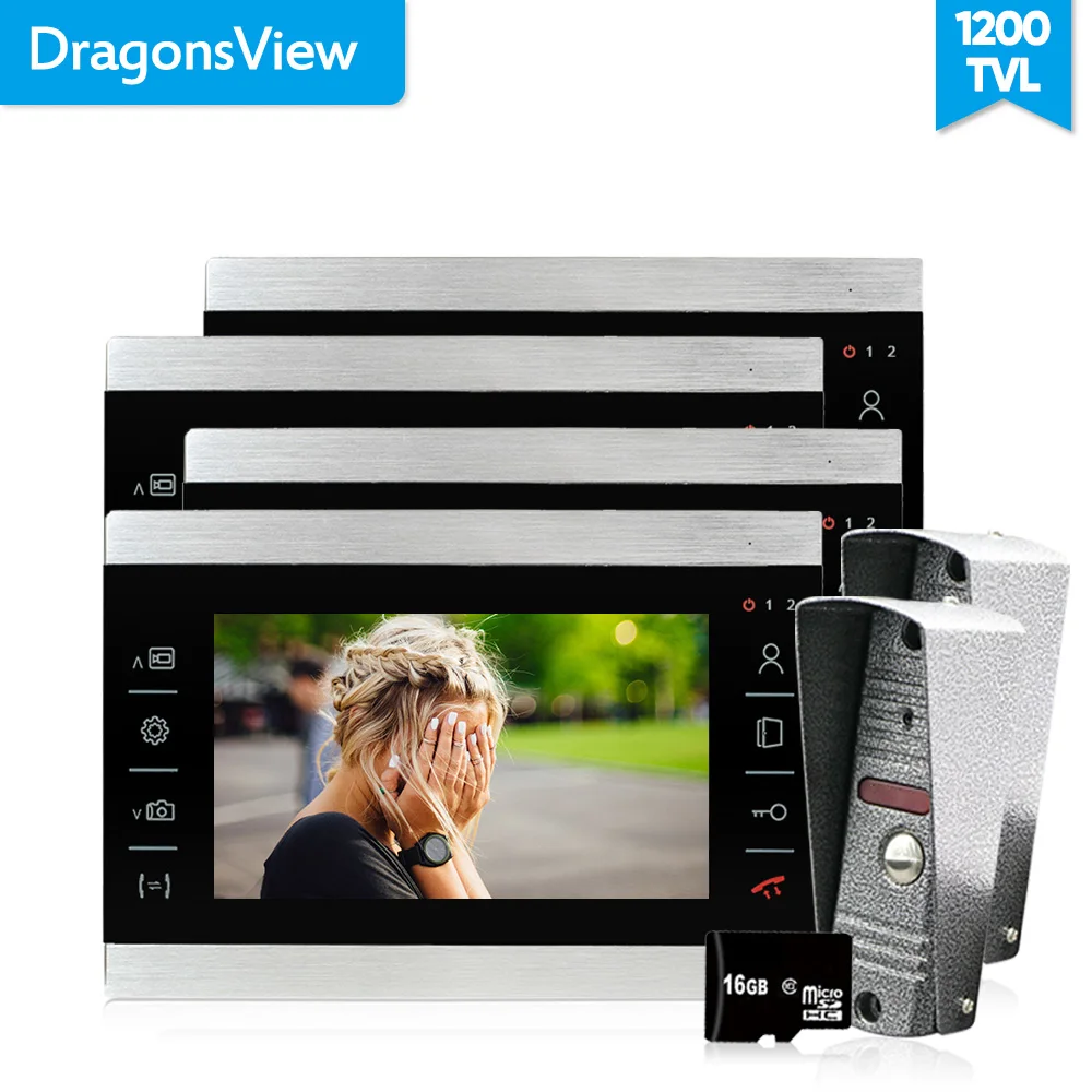 Dragonsview 7 Inch Video Doorbell Intercom Door Phone System 1200TVL Electronic Doorman with Camera Waterproof Metal Panel 16GB Dragonsview 7 Inch Video Doorbell Intercom Door Phone System 1200TVL Electronic Doorman with Camera Waterproof Metal Panel 16GB