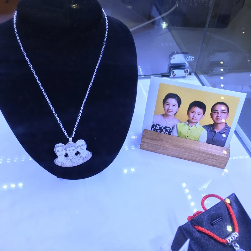 Персонализированные пользовательские ожерелье с фото Подвески индивидуальные 925 пробы серебряные ожерелья для женщин мужчин ювелирные изделия Мемориальный подарок