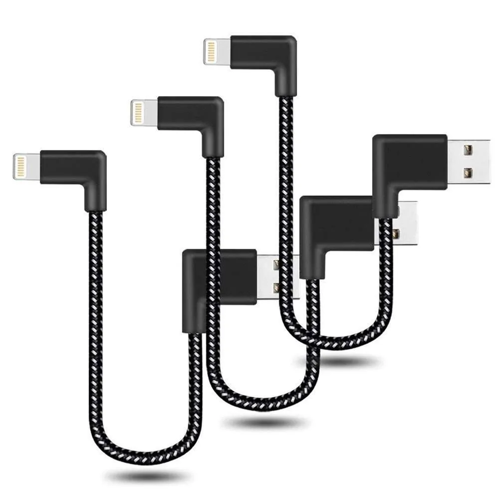 

Right Angled Lightning Charging Cable 1m 2.4A 90 Degree Braided Sync Date Cable For IPhone XS/XR/X/8 Plus/7/6 Plus/SE