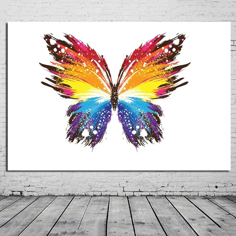 Renkli Soyut Resim Hayvan Kelebek Boyama Duvar Posteri Baski Tuval