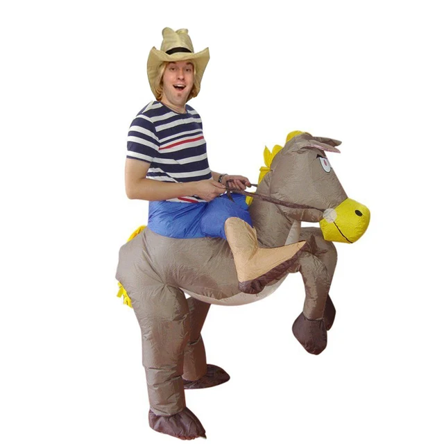 inflatable cowboy cowgirl ride on horse fancy dress costume suit
