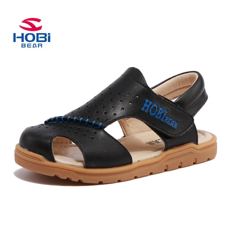 Киндер Sandalen для мальчиков пляжные шлепанцы PU кожа Летние подошва из мягкого каучука обувь для детей бренд Hobibear GU2552