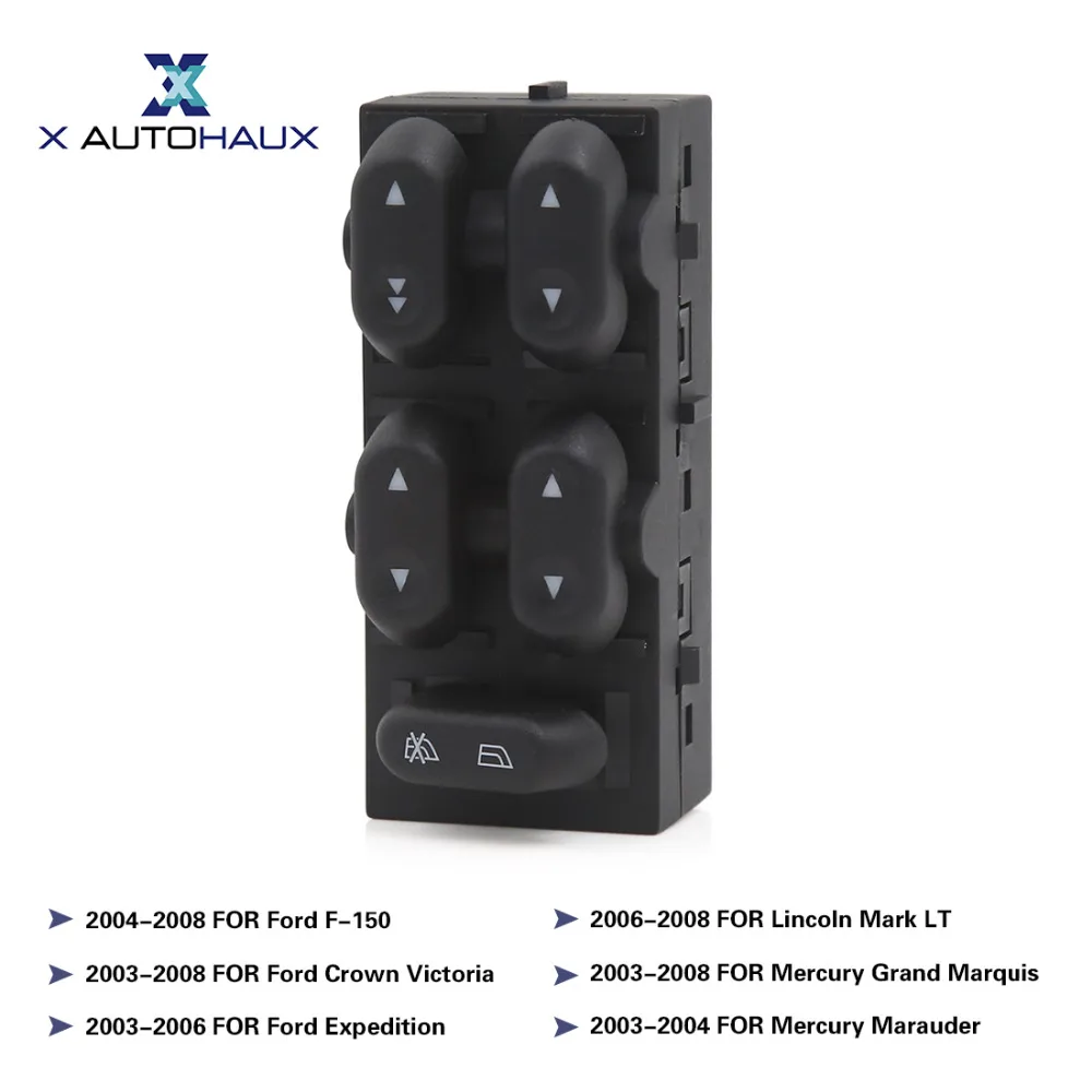 

X AUTOHAUX Front LH Driver Side Electric Power Window Master Switch 5L1Z14529AA For Ford F-150 For Crown Victoria For Marauder