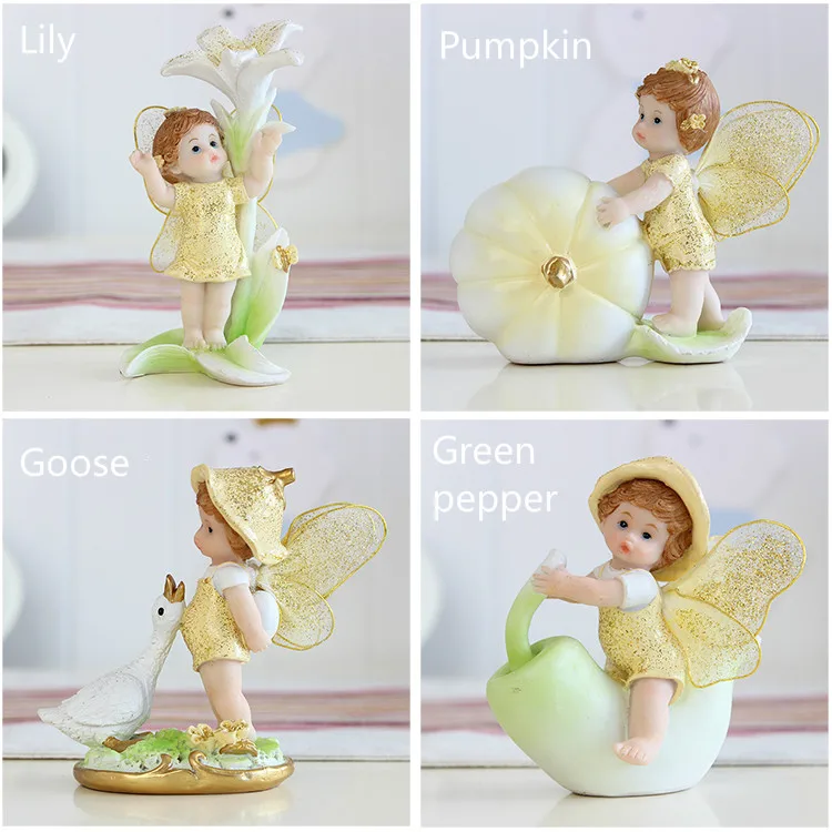 Fairy Flower Angels Ornament Miniatures Resin Bonsai DIY Fairy Garden Decor HG