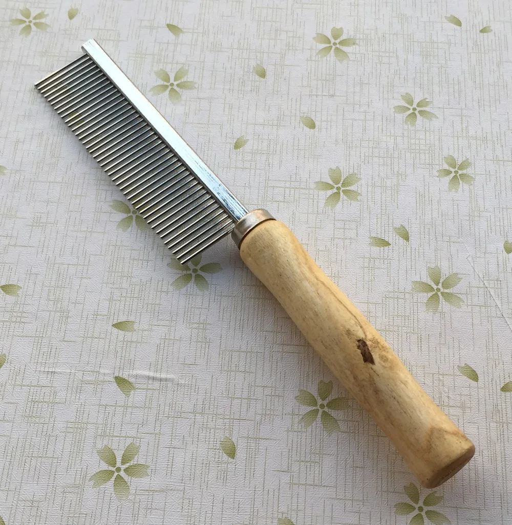 Comb sim008 Pet Comb With Wooden Handle Single Needle Row Free Shippingin Dog Combs from Home