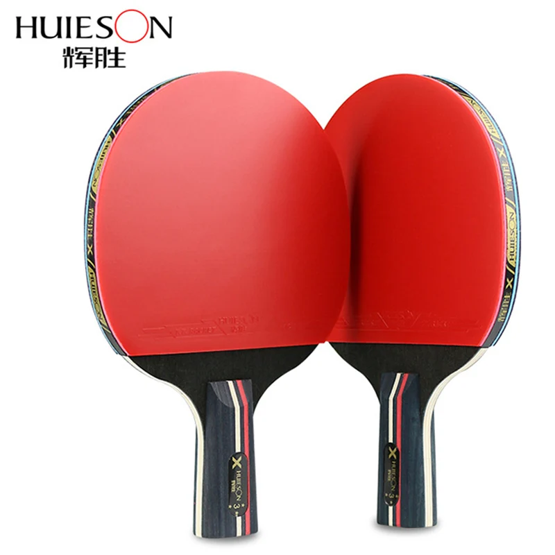

Huieson Rubber Table Tennis Rackets 1 Pair Professional Carbon Pingpong Bat Blade Long Pimples Penholder Paddle Case Bag 3 Balls