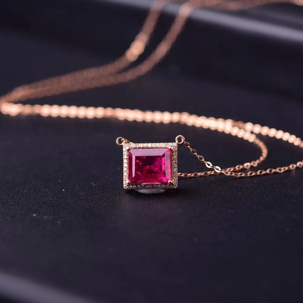 

Red tourmaline collarbone Necklace 18K Gold Inlay color gems Gemstone Necklace square-shaped rubellite
