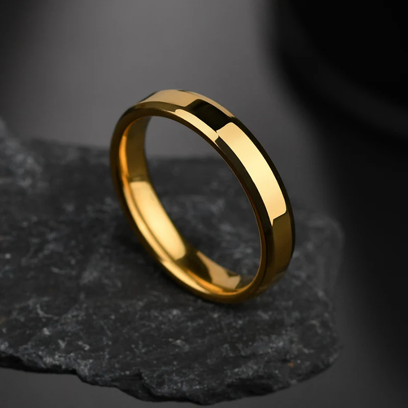Finger Ring 4mm Simple Smooth Women Black Stainless Steel Men Birthday Gifts
