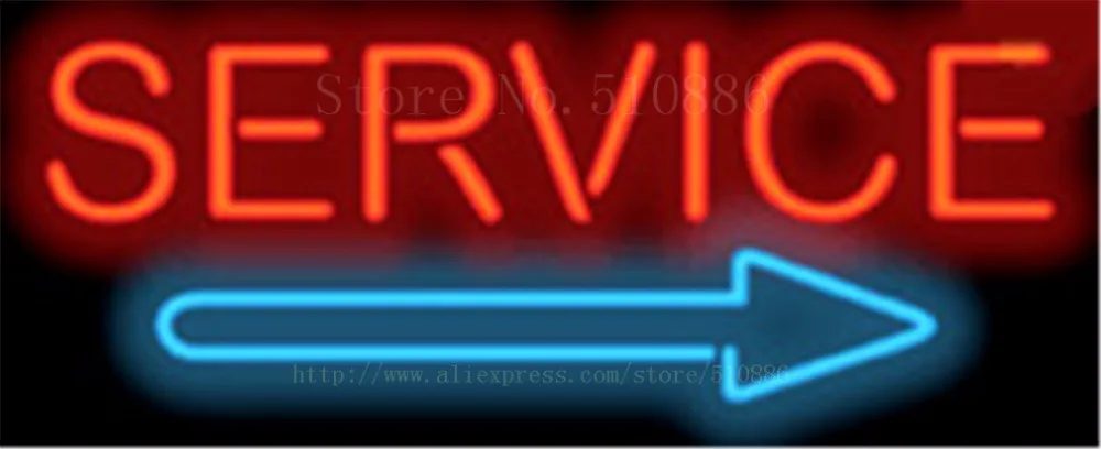 US $138.60 Service with Right Arrow Car Tube Neon sign Beer Club Handcrafted Automotive signs Shop Store Business Signboard Signage 17x14