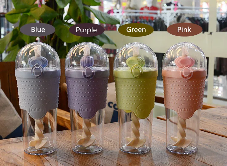 

Creative straw protein powder fitness Stirring Mug Cup portable single-layer plastic mixing cup handy cup outdoor sports kettle