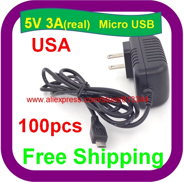 

100PCS 5V 3A Raspberry PI 3 Power Adapter Micro USB Charger For Onda V973 V975m V975s V975 V891W For Teclast X98 Air 3G