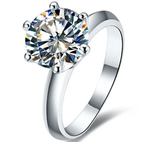 

Popular 3CT SONA Synthetic Diamonds Ring For Women Wedding Engagement Sterling Silver Ring White Gold Cover