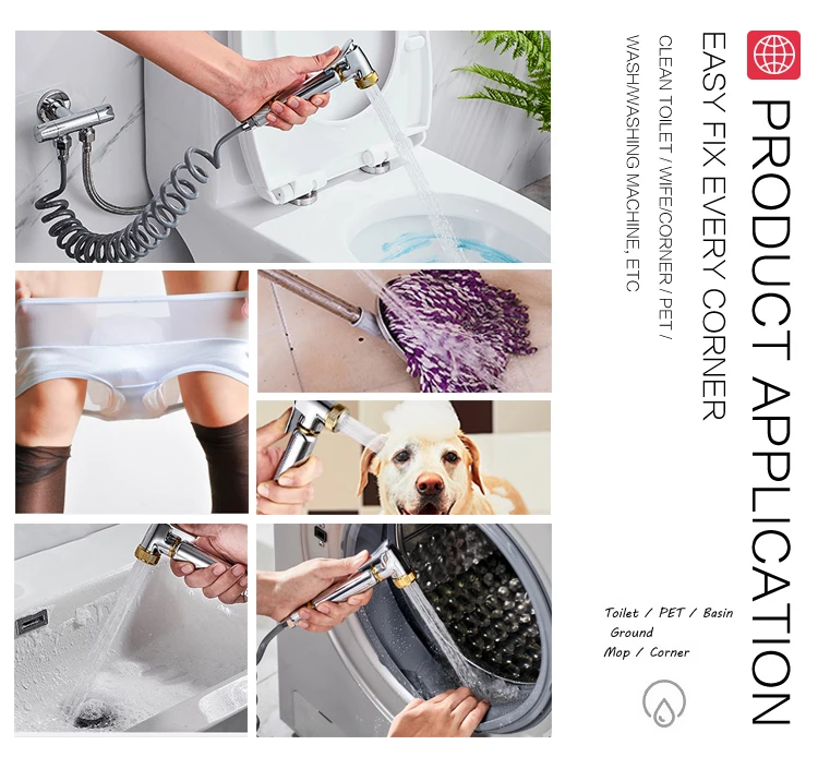 High quality hand held zinc aluminium shattaf set shower toilet bidet manufacturer