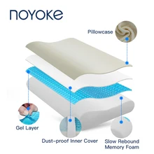 NOYOKE Summer Cooling Gel Memory Foam Pillow Maximum Comfort and Pain Relief Orthopedic Neck Pillow with Washable Pillowcase
