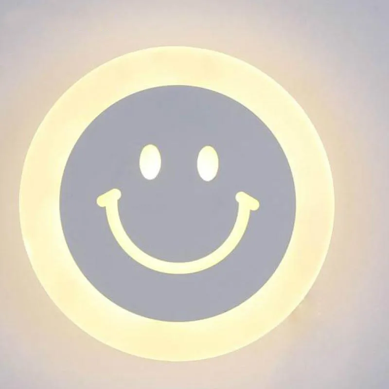 

indoor smiling f Wall Lamps 8W LED Wall Lamp Acrylic Lights Minimalist Living Room Bedroom Light Aisle Corridor AC85-265V Sconce