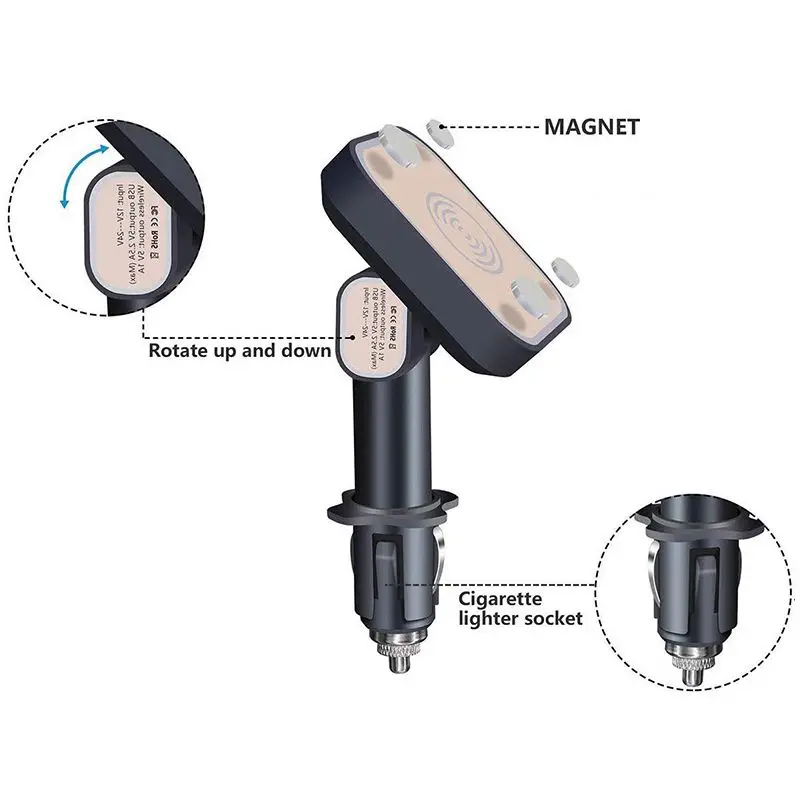 Автомобильное магнитное Qi Беспроводное зарядное устройство автомобильное крепление для телефона зарядное устройство Держатель для iPhone samsung прикуриватель Беспроводная зарядка