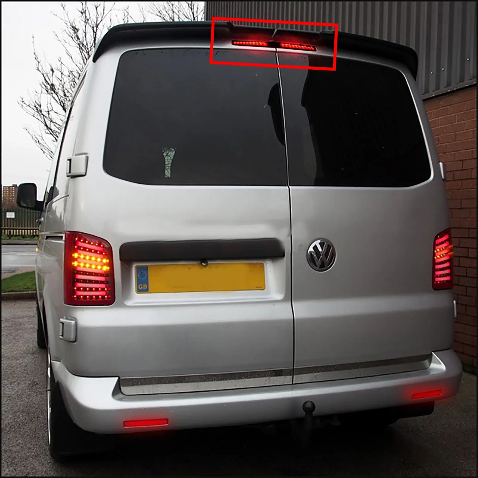 Clearance For VW T5 Transp!   orter Barn Door Red LED High Level Brake Stop Light Black Lens L+R 22